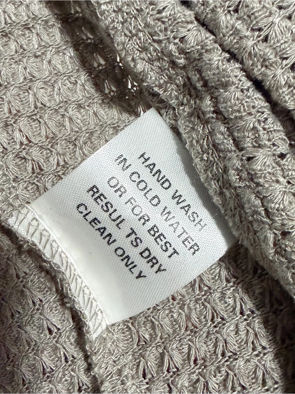 NWT In Loom Open Front Round Shaped Waffle Knit Cardigan Size M/L Taupe